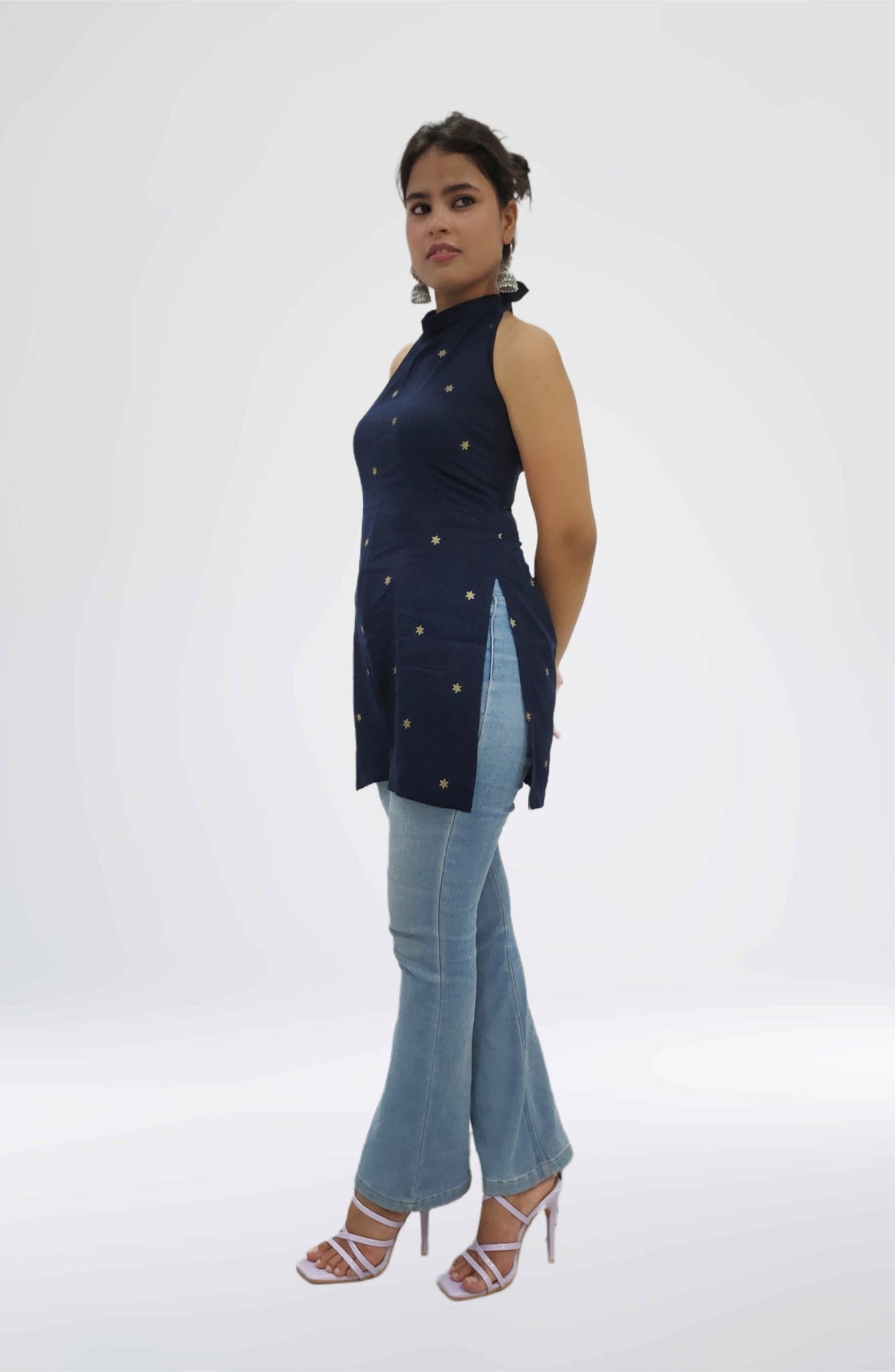 Midnight Lace-Up Short Kurti