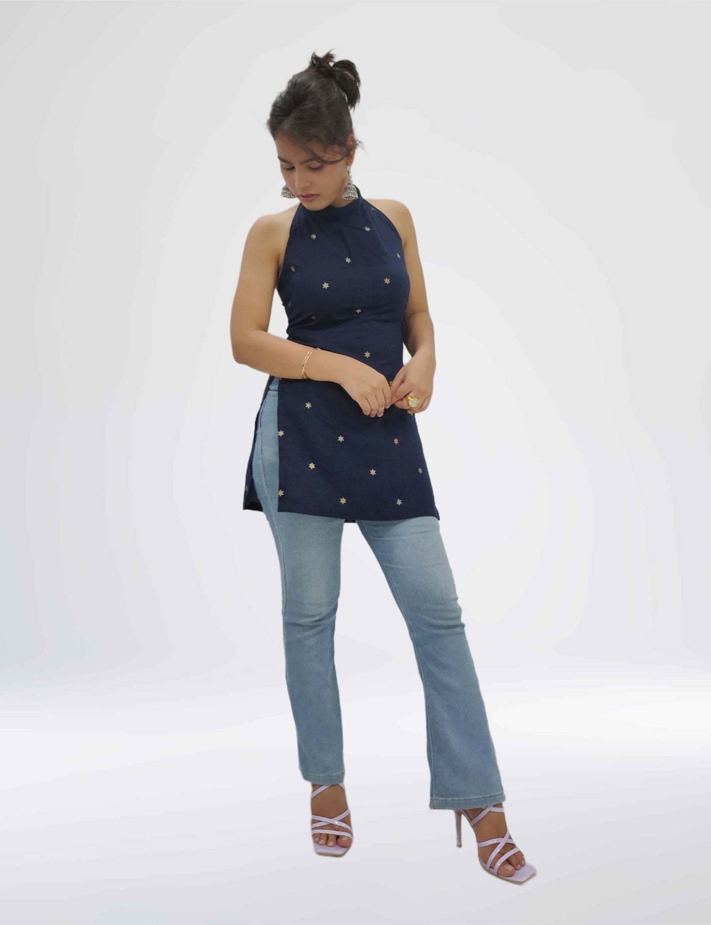 Midnight Lace-Up Short Kurti