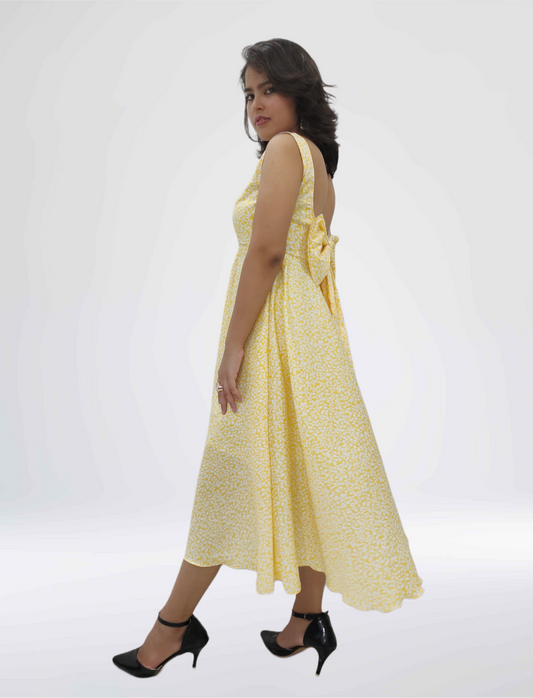 Sunshine Back-Bow Midi Dress