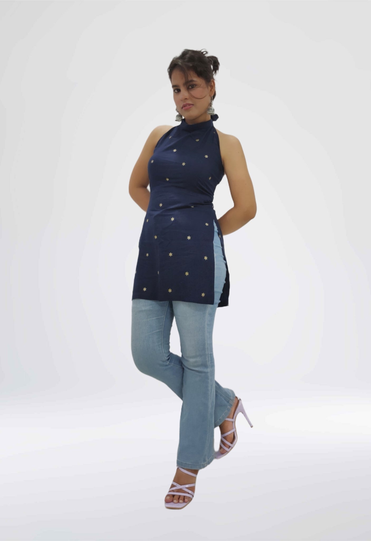 Midnight Lace-Up Short Kurti