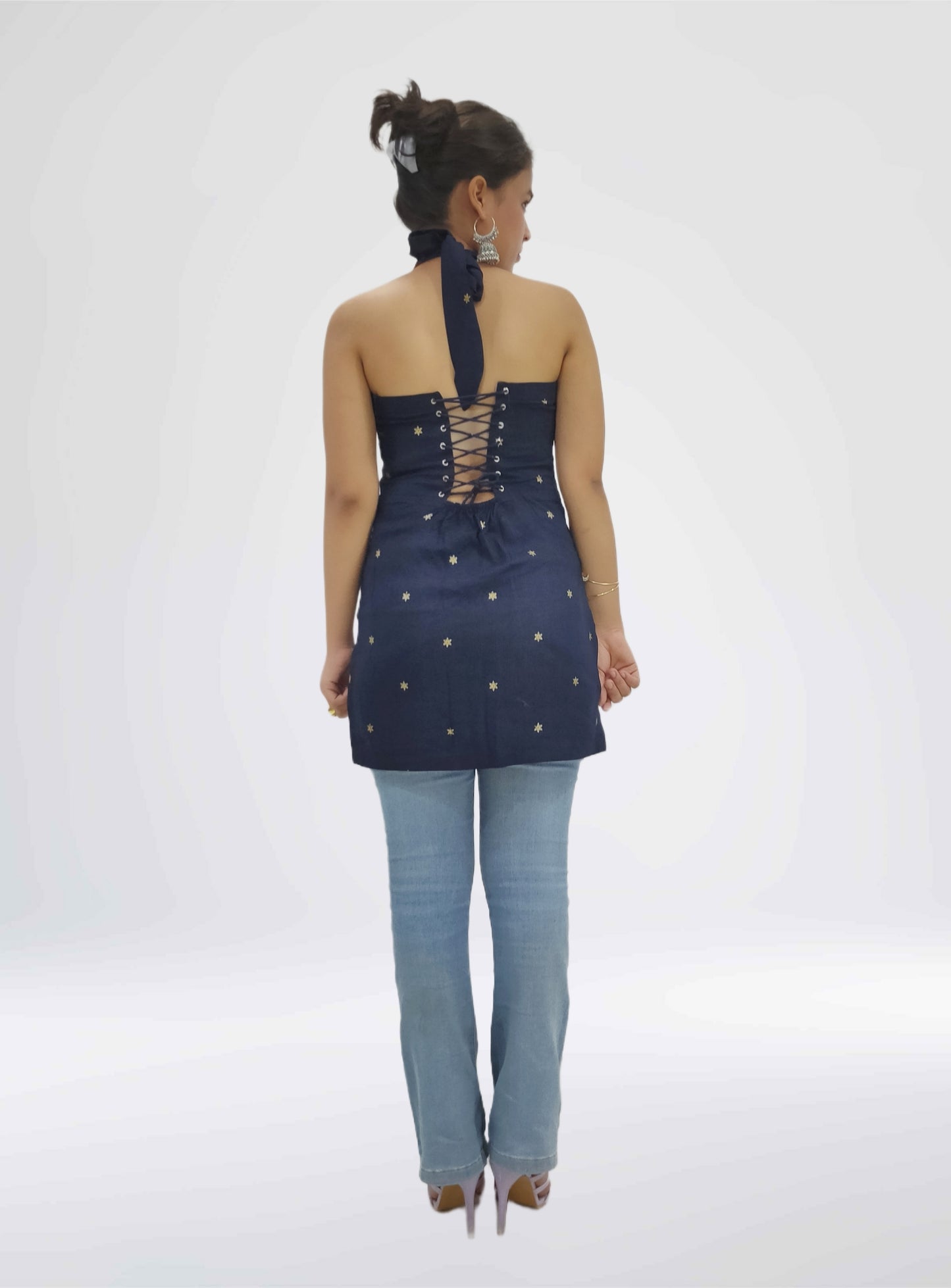 Midnight Lace-Up Short Kurti